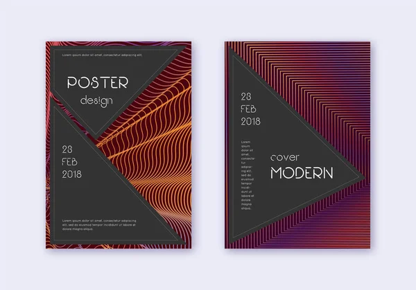Black cover design template set. Orange abstract l — Stock Vector