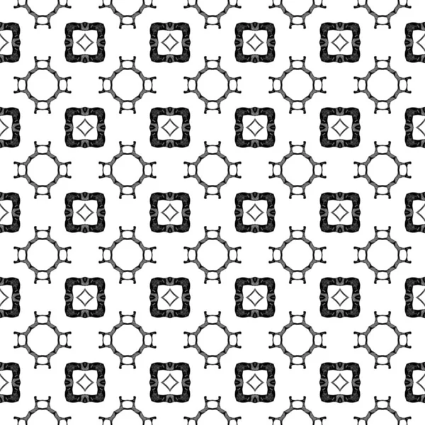 Black and white geometric seamless pattern. Hand d — Stock Photo, Image