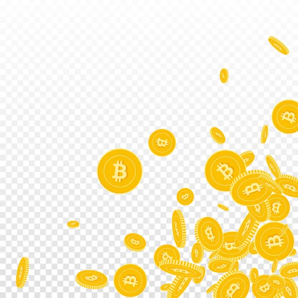 Биткоины, монеты в интернет-валюте падают. Скаттере — стоковый вектор