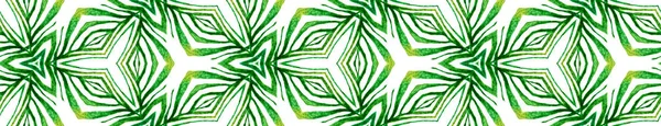 Green tropical Seamless Border Scroll. Geométrico W — Foto de Stock