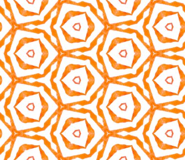 Turuncu madalyon dikişsiz desen. Elle çizilmiş wate