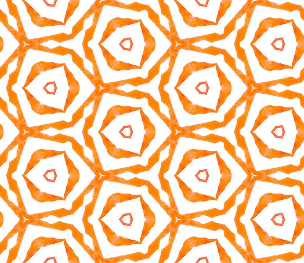 Pomarańczowy medalion bezszwowy wzór. Ręcznie rysowane Wate — Zdjęcie stockowe