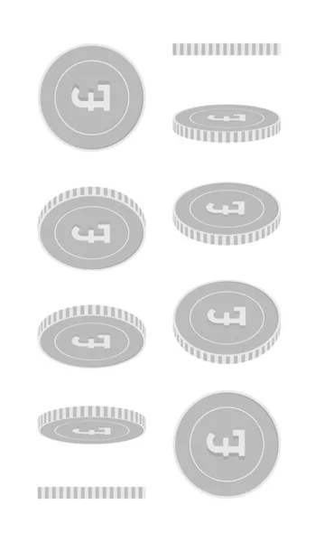 Libra esterlina conjunto de moedas rotativas, animação pronta. — Vetor de Stock