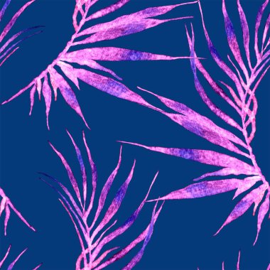 Tropikal seamless modeli. Suluboya eğri palm 