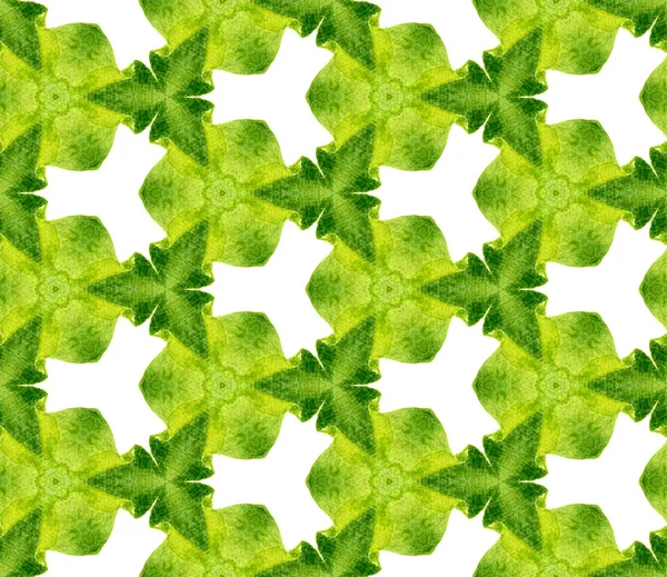 Green spring geometry seamless pattern. Hand drawn