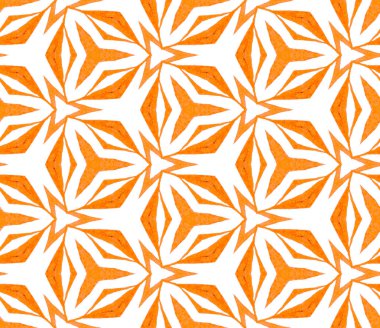 Turuncu kaleydoskop dikişsiz desen. Elle çizilmiş w