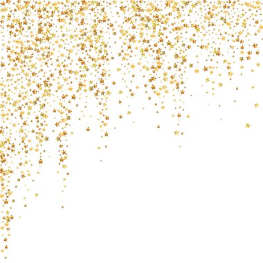 Altın yıldızlı, ışıl ışıl konfeti. Dağınık zm