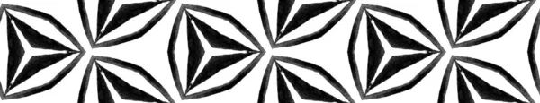 Schwarz-weißes Kaleidoskop nahtloser Randstreifen — Stockfoto