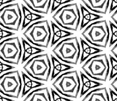 Siyah beyaz geometrik yapraklar dikişsiz desen