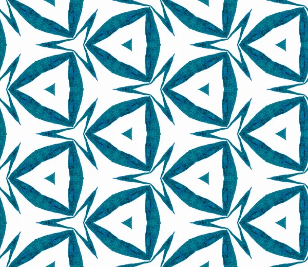 Blaues Kaleidoskop nahtloses Muster. handgezeichnetes Wat — Stockfoto