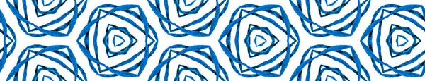 Blauwe zomer naadloze rand Scroll. Geometrische wate — Stockfoto