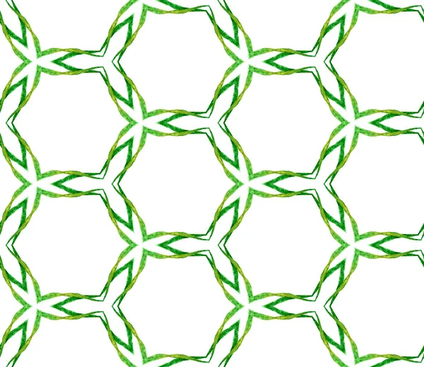 Patrón hexagonal verde sin costura. Agua extraída a mano —  Fotos de Stock