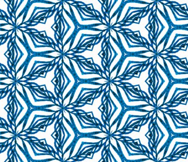 Mavi tropikal dikişsiz desen. Elle çizilmiş waterco