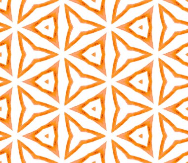 Turuncu kaleydoskop dikişsiz desen. Elle çizilmiş w