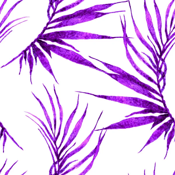 Tropiska sömlösa mönster. Akvarell krökt palm — Stockfoto