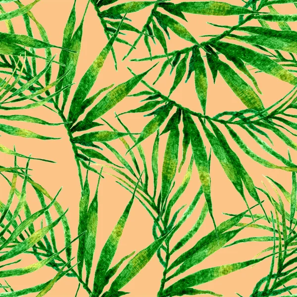 Tropical seamless pattern. Watercolor chaotic palm