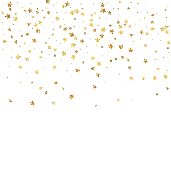 Estrelas de ouro luxo espumante confete aleatório. Dispersão — Vetor de Stock