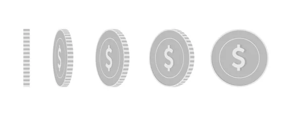 American dollar rotating coins set, animation read — Stock Vector