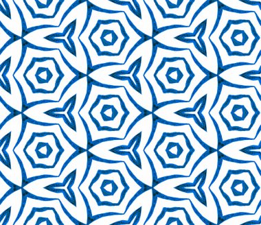 Mavi yaz dikişsiz desen. Elle çizilmiş watercolo