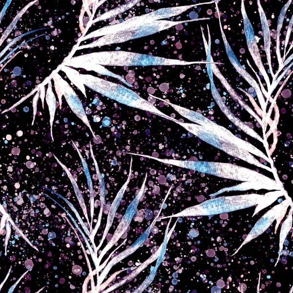 Tropical seamless pattern. Watercolor curved palm 