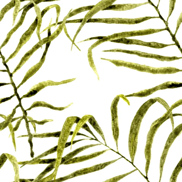 Tropical seamless pattern. Watercolor swaying palm