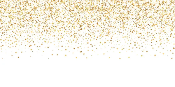Estrelas Ouro Luxo Espumante Confete Espalhado Pequenas Partículas Ouro Fundo — Vetor de Stock