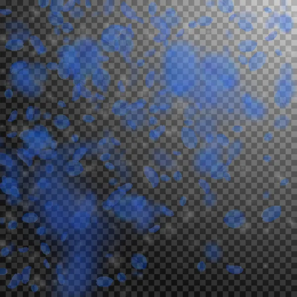 Mörkblå blomblad faller ner. Ovanlig rom — Stock vektor