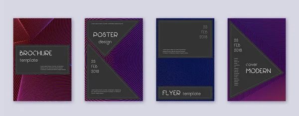 Conjunto de plantillas de diseño de folleto negro. Abstrac violeta — Vector de stock