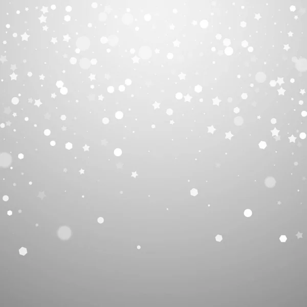 神奇的星星随意的圣诞背景 淡淡的雪花 淡淡的灰色背景上的星星 奇怪的冬季银片覆盖模板 吸气矢量图解 — 图库矢量图片