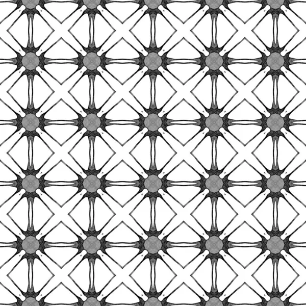 Black and white geometric seamless pattern. Hand d — Stock Photo, Image