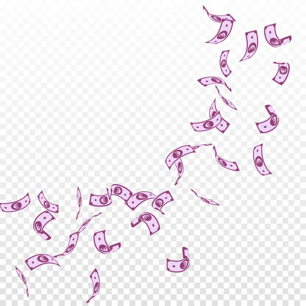 Padají eurobankovky Evropské unie. Slabá částka EUR — Stockový vektor