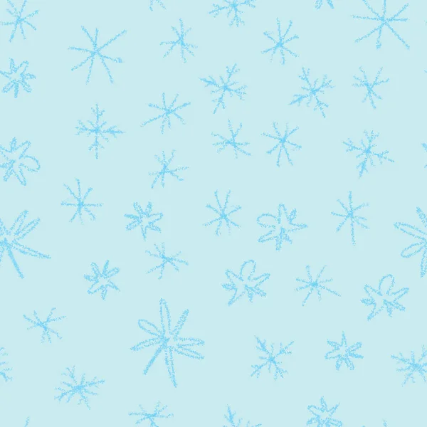 Copos de nieve azules dibujados a mano Christmas Seamless Patt —  Fotos de Stock