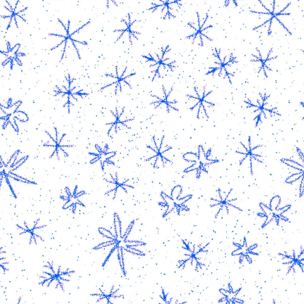 手描きの青い雪片クリスマスシームレスなパット — ストック写真