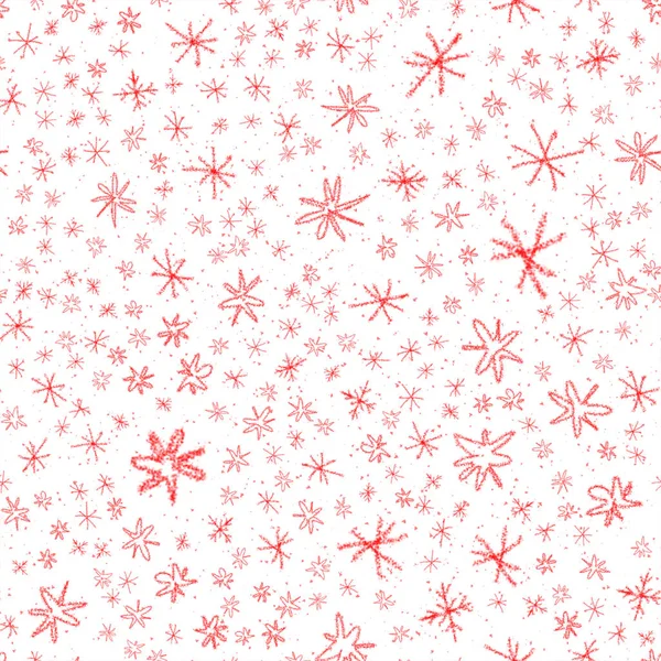 Handgezeichnete rote Schneeflocken Weihnachten nahtlose Patte — Stockfoto