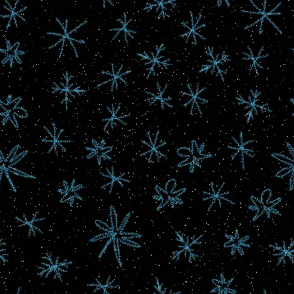 Copos de nieve blancos dibujados a mano Navidad Seamless Pat — Foto de Stock