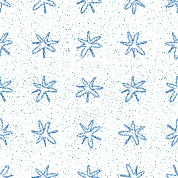 Patt sans couture de Noël de flocons de neige bleu dessiné à la main — Photo