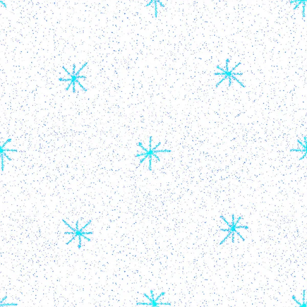 Copos de nieve azules dibujados a mano Christmas Seamless Patt — Foto de Stock