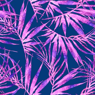 Tropikal seamless modeli. Suluboya kaotik palm