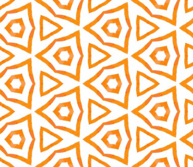 Turuncu kaleydoskop dikişsiz desen. Elle çizilmiş w