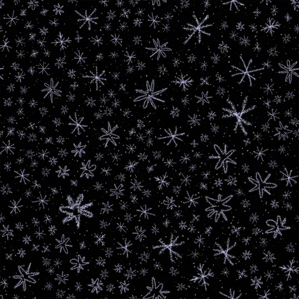 Ręcznie rysowane białe płatki śniegu Boże Narodzenie bez szwu Pat — Zdjęcie stockowe