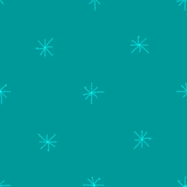 Ręcznie rysowane niebieskie płatki śniegu Christmas Seamless Patt — Zdjęcie stockowe