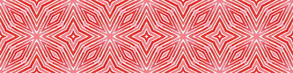 Rosa röd sömlös gränsrulla. Geometriskt vattenco — Stockfoto