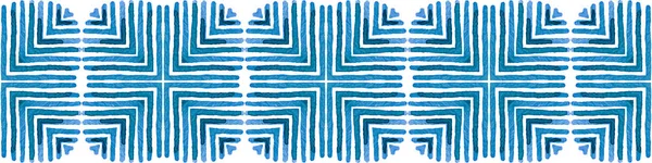 Blue Seamless Border Scroll. Geometrische Aquarelle — Stockfoto