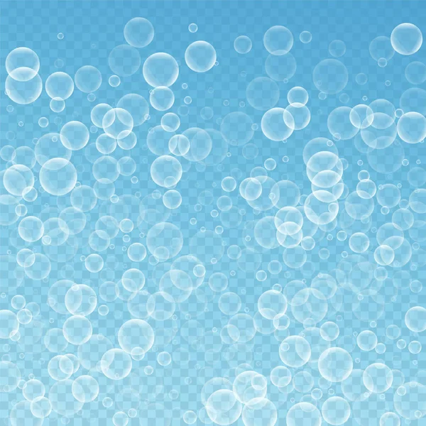 Random soap bubbles abstract background. Blowing b — Stock Vector