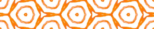 Оранжевый медальон Бесшовный Пограничный Свиток. Геометрическая — стоковое фото