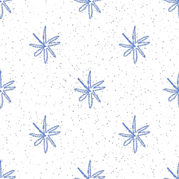 Снежинки с голубыми ручными рисунками — стоковое фото