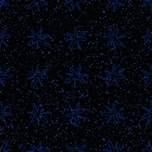 Copos de nieve azules dibujados a mano Christmas Seamless Patt — Foto de Stock