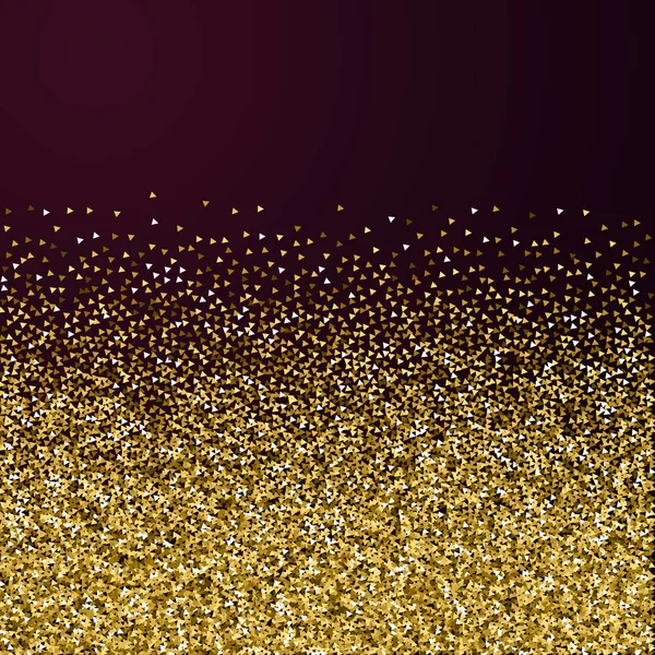 Goldene Dreiecke glitzern luxuriös funkelndes Konfetti. — Stockvektor