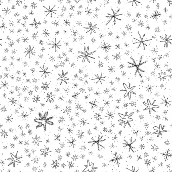 Patt senza cuciture natalizie con fiocchi di neve grigi disegnati a mano — Foto Stock