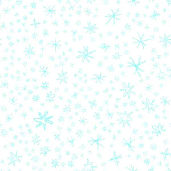 Copos de nieve azules dibujados a mano Christmas Seamless Patt —  Fotos de Stock